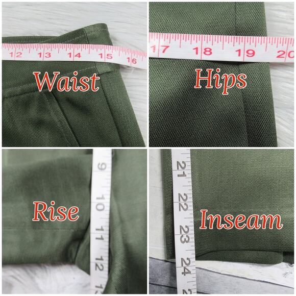 TOMMY BAHAMA Silk Blend High Rise Cropped Pants Olive Green Women's Size 8 - Picture 10 of 12